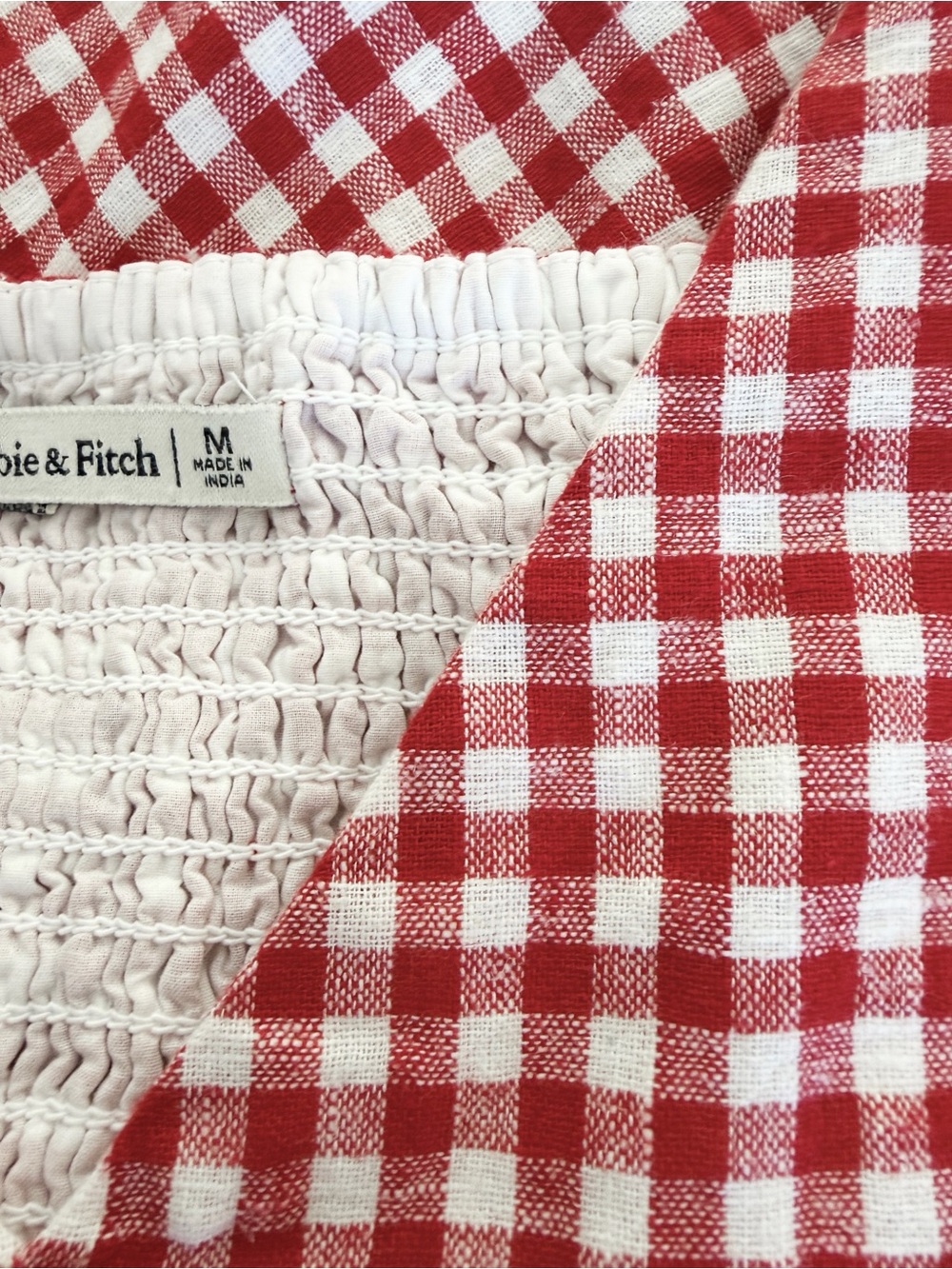 SOLD Abercrombie Red Gingham Linen Mini Dress - Picture 7 of 8